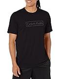 Calvin Klein Men's Standard Light Weight Quick Dry Short Sleeve 40+ UPF Protection Active Top, Ebony Logo, X-Large