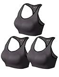 Match Racerback Sports Bras for Women – Padded Seamless Strappy Workout Tops for Yoga Gym Runing Fitness Sports Bras (1 Pack of 3(Gray Brown), Large)
