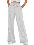 AUTOMET Womens Wide Leg Sweatpants Flare Lightweight Baggy Straight Leg Pants Oversized Joggers Fall Fashion 2025 Gray M