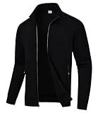 BASUDAM Men's Track Jackets Lightweight Warm Up Casual Coat Athletic Workout Running Jacket with Zipper Pockets Black L