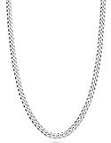 Miabella Italian Solid 925 Sterling Silver 3.5mm Diamond Cut Cuban Link Curb Chain Necklace for Women Men, Made in Italy (Length 20 Inch)