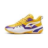 PUMA Men's Genetics Basketball Shoes, Yellow Sizzle-White, 9, 9