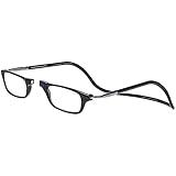 Clic Magnetic Reading Glasses for Men or Women, Computer Readers, Original Long (M-L, Black, 1.25 Magnification)