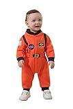 LXKIKMM Baby Toddler Boy Astronaut Costume Space Suit Cosplay Party Jumpsuit Halloween Rompers Orange 12-18 Months