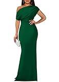 YMDUCH Women's Elegant Sleeveless Off Shoulder Bodycon Long Formal Party Evening Dress Green