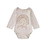 GLIGLITTR Newborn Baby Boy Girl Bodysuit Answered Prayer Rainbow Onesie Romper Pregnancy Announcement Jumpsuit Outfit Clothes(Gray-A,6-12Months)