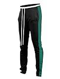 SCREENSHOT-S41700 Mens Hip Hop Premium Slim Fit Comfort Track Pants - Athletic Fitness Fashion Urban Lifestyle Streetwear Bottoms-Black/Green-XLarge