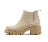 Soda PIONEER ~ Women Lug Sole Mid Heel Chelsea Fashion Ankle Bootie w/Double Elastic Gore (LT-Wheat, numeric_10)