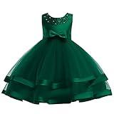 Baby Girl Easter Dresses Bowknot Toddler Ball Gown Ruffles Christmas Formal Dress Tutu Tulle Frocks (5017 Green,60)