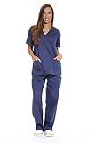 Just Love Women's Scrub Sets Six Pocket Medical Scrubs (V-Neck With Cargo Pant), Navy, Medium