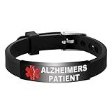 UNICGIFT Medical Alert Bracelet Pre-Engraved ALZHEIMERS PATIENT Identification Wristband for Women Adjustable Band Security Clasp Stainless Steel