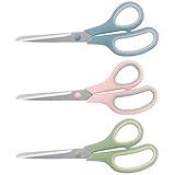 LONGKEY Scissors 8.5 Inch scissors all purpose Bulk Set of 3, Scissors for Office Home School Craft Supplies, Soft Comfort-Grip Right/Left Hand