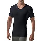 Men's Sweatproof Undershirt | V Neck T-Shirt with Underarm Sweat Pads | Slim Fit | Aluminum-Free Alternative | Black | X-Large