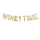 Wine Time Banner, Wine Tasting Party, Wine/Drink/Alcohol Party Gold Gliter Paper Decorations