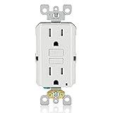 Leviton GFCI Outlet, 15 Amp, Self Test, Tamper-Resistant with LED Indicator Light, Protection from Electric Shock and Electrocution, GFTR1-W, White