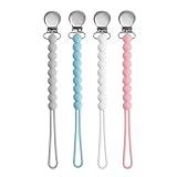 Pacifier Clips for Boys Girls - MORIBOX 4 Pack Paci Clip Soothe Baby Binky Holder for Shower Birthday Gift