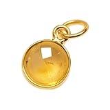 Tiny Citrine Round Connector Pendant, November Birthstone 14K Gold Finish, Citrine Layering Connector, Summer sale, Boho Pendant, For Jewelry Making (Sold By Piese ) (14k Gold Finish)