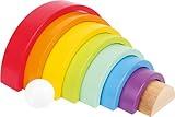 Wooden Rainbow Building Blocks with Ball (Large) by Small Foot – Babies Learn Hand-Eye Coordination, Patterns, Colors While Developing Fine Motor Skills – Educational Game for Toddlers –Age 12+ months