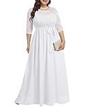 Plus Size Wedding Dress for Bride White Maxi Lace Bridal Shower Long Prom Party A-Line Maternity Dress for Photoshoot