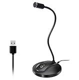 JOUNIVO USB Microphone, 360 Degree Adjustable Gooseneck Design, Mute Button & LED Indicator, Noise-Canceling Technology, Plug & Play, Compatible with Windows & MacOS