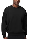 THE GYM PEOPLE Men's Crewneck Loose fit Sweatshirt Lightweight Soft Basic Pullover Tops Black