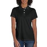 Hanes womens Sport Cool Dri Performance Polo Shirt, Black, Medium US