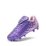 DREAM PAIRS Boys Girls Soccer Football Cleats Shoes for Little/Big Kid,Size 1 Little Kid,Light/Purple/Pink,SUPERFLIGHT-3K