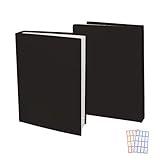 2 Pack Stretchable Book Sleeve Covers, for Paperbacks Hardcover Textbooks up to 9" x 12", Office Supplies with Free Sticker Labels (2 Pack, Black)