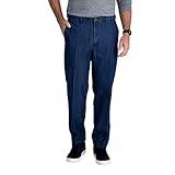 Haggar Men's Casual Classic Fit Denim Trouser Pant-Regular and Big & Tall Sizes, Medium Blue Cla, 36W x 30L