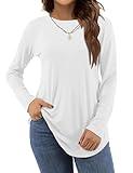 Amoretu Women's Fall Tunic Tops Casual Long Sleeve Loose Shirts for Leggings, White XL