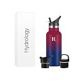 H2 Hydrology Narrow Mouth Water Bottle With 3 LIDS | Double Wall Vacuum Insulated Stainless Steel Water Bottle | Sports Water Bottle | Hot & Cold Leak Proof Sweat Free (16 oz, Man of Steel)