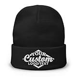 Custom Unisex Black Beanie Hat Personalized Embroidered Beanie Cap for Women and Men Custom Design Logo Text Cotton Gift Lightweight Winter Soft Warm Beanies - Black