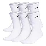 adidas Men's Athletic Cushioned Crew Socks with Arch Compression for a Secure fit (6-Pair), White/Black, Medium