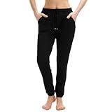 Walifrey Womens Joggers with Pockets, Drawstring Sweatpants Women for Lounging Jogging Gym and Workout Black,1 Pack Black L