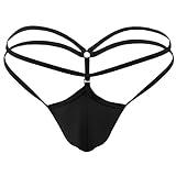 SHERRYLO Men's String Bikini Underwear Men String Thong Exotic Thongs and G-strings Sexy for Man Mens Jockstraps Mankini (23010-Black)