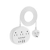 UK Adapters for Travel(13A), US to UK Plug Adapter with 3 Outlets 4 USB Ports (2 USB-C) Total Output 24W, Type G Travel Adapter and Outlet Converter for USA to British Ireland Scotland Hong Kong