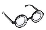Iconikal Thick Lens Nerd Costume Glasses Small Black 5.5x2.1-Inch Plastic Frames Wizard Scientist Dress-Up Halloween Cosplay Party Accessory