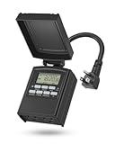BN-LINK 7 Day Outdoor Heavy Duty Digital Programmable Timer, Outdoor Timer Outlet Waterproof, 2 Grounded Electrical Outlets for Christmas Lights, 15A 1/2HP,ETL Listed