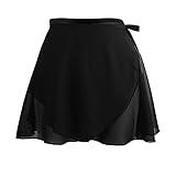 Women's Ballet Wrap Skirt Chiffon Dance Wrap Skirt with Adjustable Waist Tie Gymnastics Ballet Skirts for Women (Black)