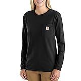 Carhartt Women's K126 Workwear Pocket Long Sleeve T-Shirt (Regular and Plus Sizes), Black, X-Small