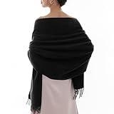 RIIQIICHY Scarfs for Women Winter Black Pashmina Shawls and Wraps for Evening Dresses Warm Large Scarves Wedding Shawl