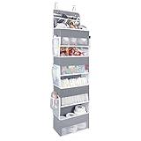 Univivi Over The Door Organizer, 5 Shelf Door Hanging Organizer Nursery Door Storage with 4 Large Compartments and 2 Small PVC Pockets 6 Side Pockets for Bathroom,Cosmetics and Nursery Baby Essential