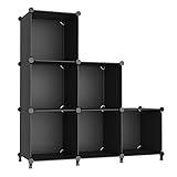 AWTATOS Cube Storage Organizer, Storage Cubes Shelves Bookshelf, 6 Cube Closet Organizers and Storage, DIY Stackable Plastic Clothes Organizer Shelving for Bedroom, Home, Black