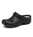 Haifago Women's Non Slip Chef Shoes Waterproof and Oil-Proof, Women Work Shoe Nursing Professional Clogs for Gardening Food Service Hospital Black