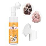 Paw Cleaner for Dogs & Cats, No-Rinse Foaming Pet Foot Washer with Built-in Scrubber Brush for Dirty, Muddy Paws – Suitable for Small, Medium & Large Dogs, Puppies, Kittens (5 fl oz)