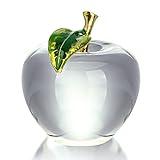 H&D HYALINE & DORA H&D Unique Crystal Apple Figurine Paperweight,Art Glass Apple Collectible Figurines Best for Lucky Christmas Eve Gifts/Great Wedding Decor Gifts