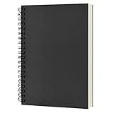 DSTELIN Blank Spiral Notebook, 1-Pack, Soft Cover, Sketch book, 100 Pages / 50 Sheets, 7.5 inch x 5.1 inch (Black)