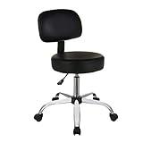 Amazon Basics Multi-Purpose Drafting Spa Bar Stool with Back Cushion and Wheels, Black, 22.72"D x 22.72"W x 37.8"H