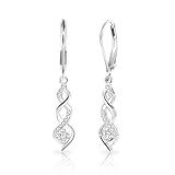 Sterling Silver Drop Dangle Earrings for Women Cubic Zirconia Hanging Dangle Earrings Long Infinity Drop Dangle Earrings Leverback CZ Dangle Earrings for Jewelry Gifts