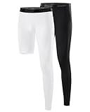 Runhit 2 Pack Men's Basketball One Leg Tight Full Length Single Leg Sports Pants 1/2 Compression Pants Athletic Base Layer Underwear Left Long L